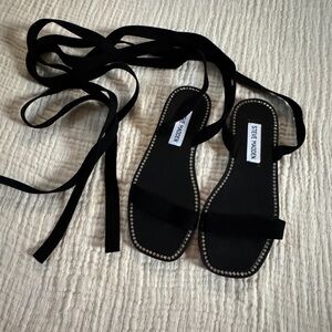 Steve Madden Black Sandals with Rhinestone Trim